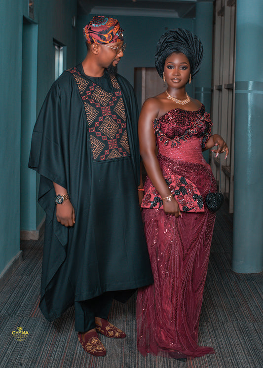 CHANA COUTURE BLACK AGBADA SET 051