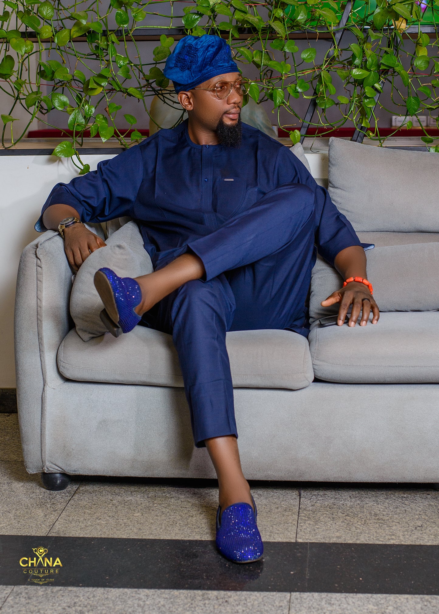CHANA COUTURE 005 NAVY BLUE KAFTAN