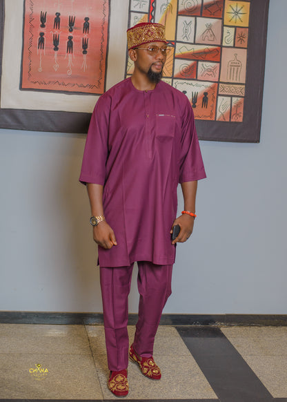 CHANA COUTURE BURGUNDY KAFTAN 049