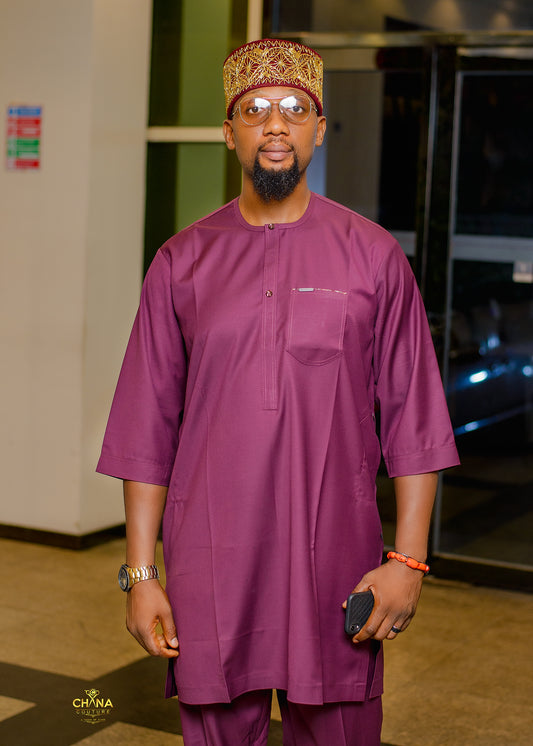 CHANA COUTURE BURGUNDY KAFTAN 049