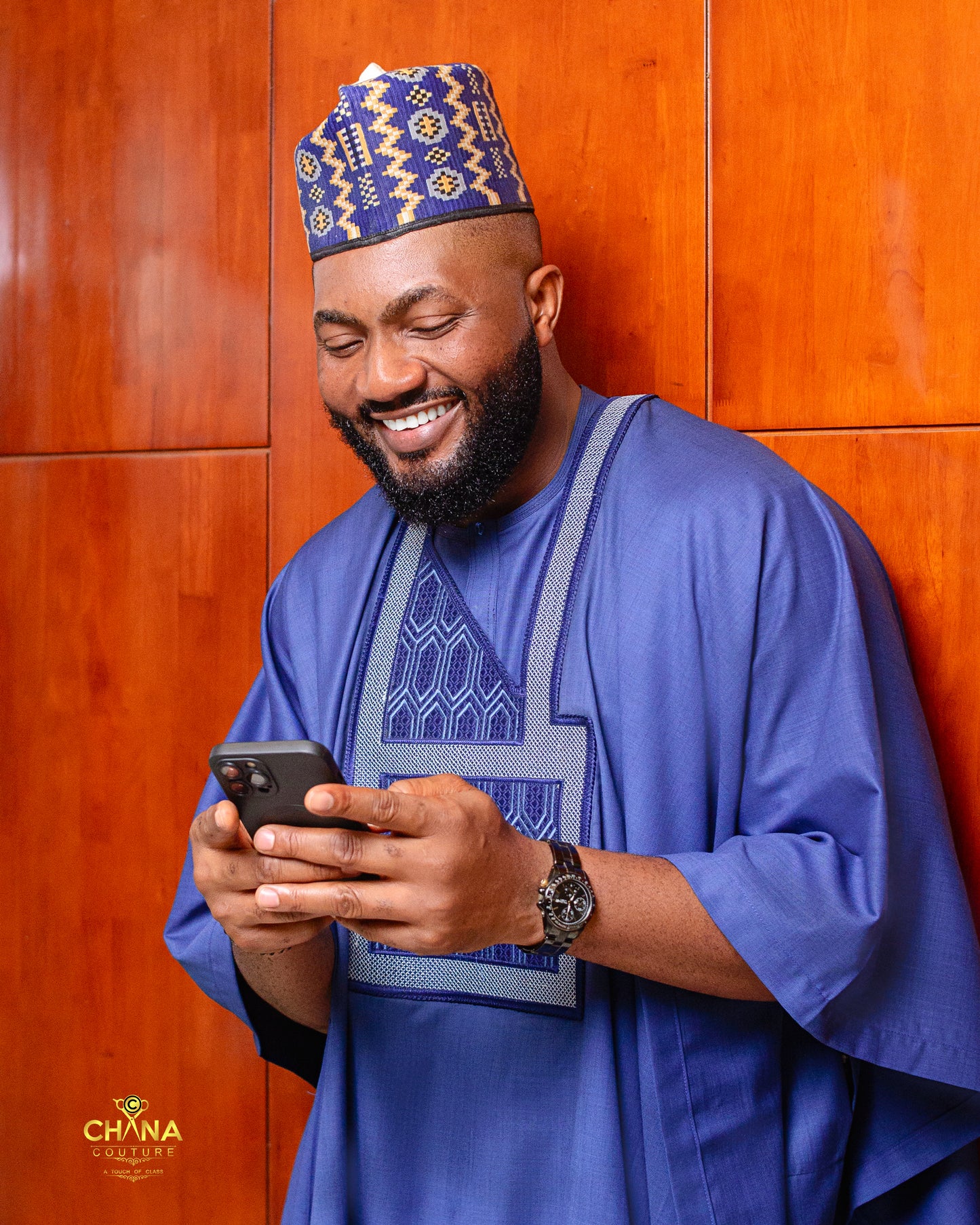 CHANA COUTURE BLUE AGBADA SET 050