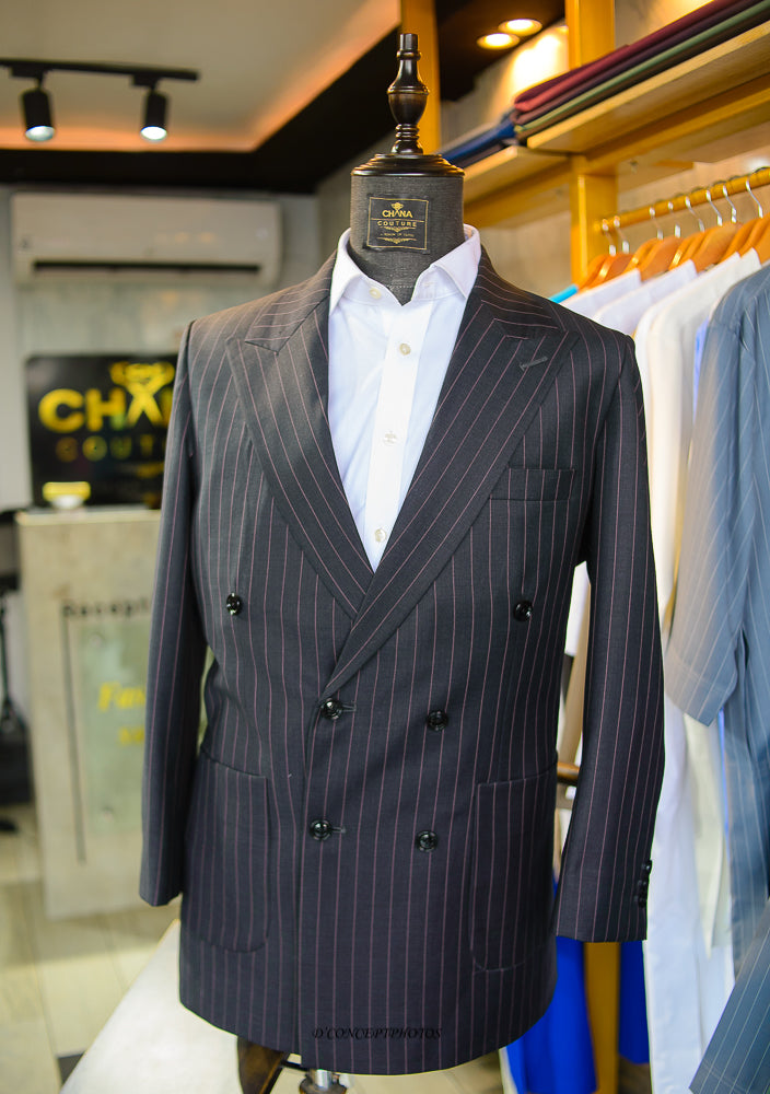 CHANA COUTURE BLACK STRIPE TUXEDO SET 127